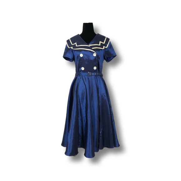 Vintage Blue Sailor Dress - Picture 2 of 8